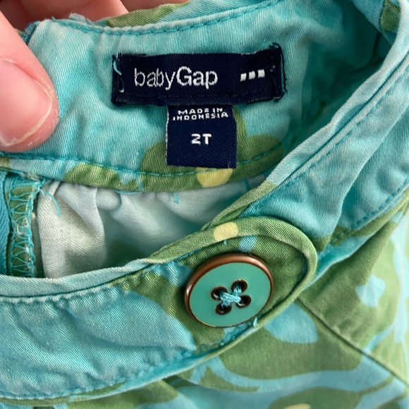 Baby GAP toddler‎ girl’s blue green floral button casual dress summer spring 2T - Picture 6 of 8